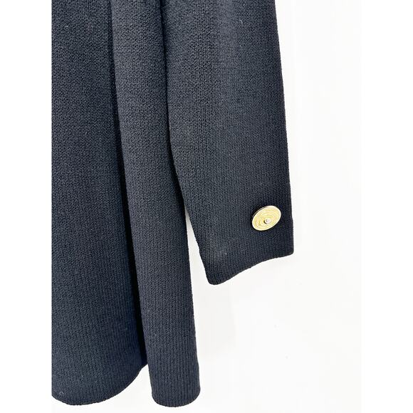St. John Black Knit Jacket w/ Gold Buttons & Side Slits - Size Small - Picture 2 of 6